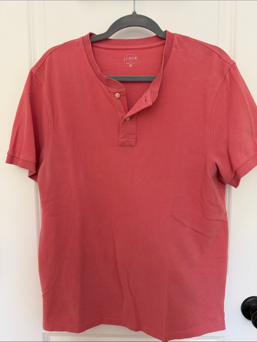 J. Crew Factory Men’s Short-Sleeve Henley in Coral